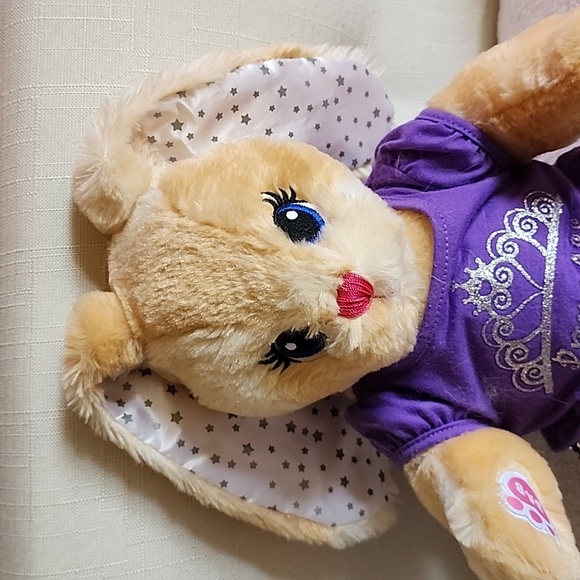 Build-A-Bear Jointed Bunny w/Purple Princess Top, Slvr Sequin/Purple Tulle Skirt - Picture 2 of 5